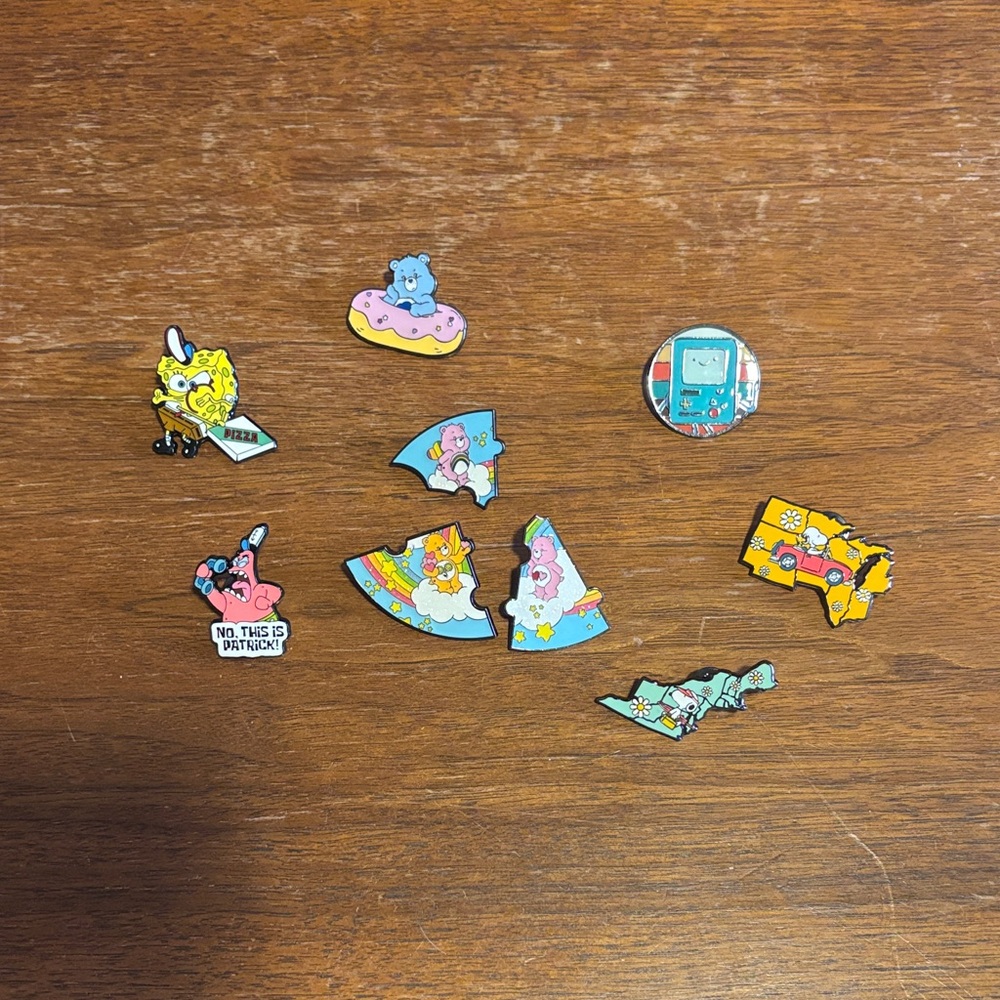 Cute Cartoon Enamel Pin Lot - Pastel Blue, Pink, Yellow